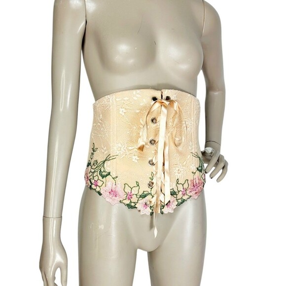Cacique Renaissance Romantic Floral Lace Ribbon Lace-Up Waist Corset Belt 14/16 main image 8
